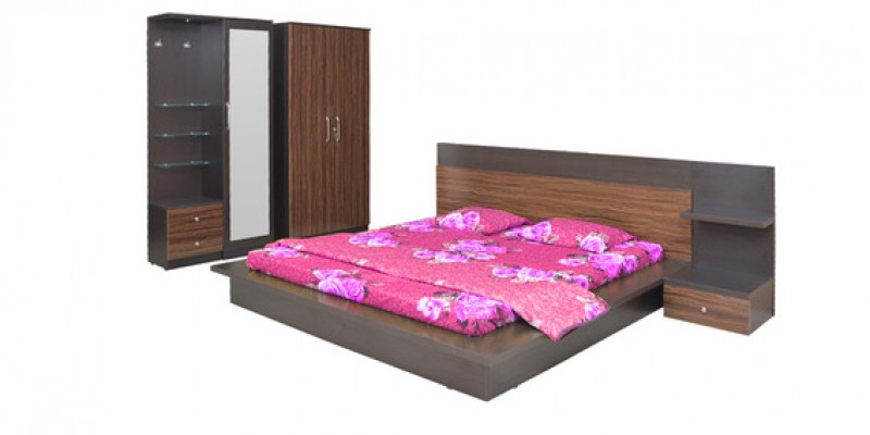 Abner King Bed with Walnut Colour