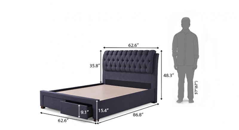 CASIOPE UPHOLSTERED STORAGE BED QUEEN SIZE